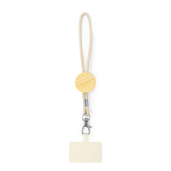 Cotton Phone Wrist Strap with Bamboo Holder - Image 3