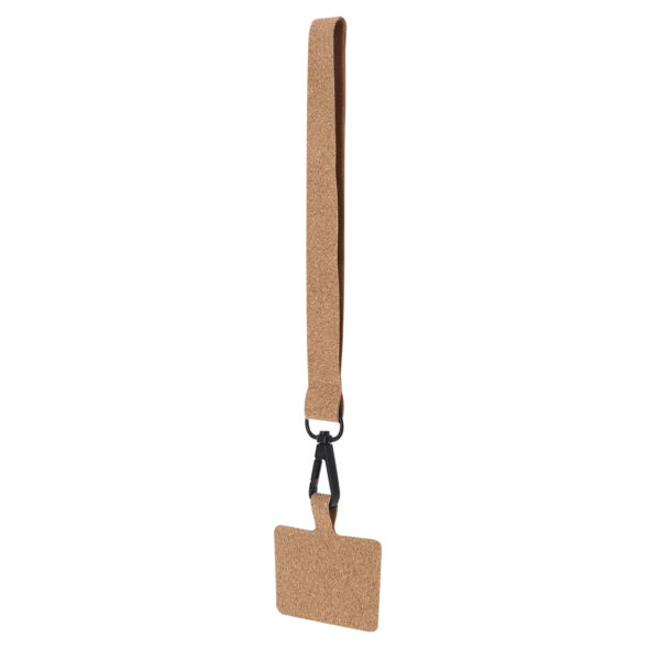 Eco-Friendly Cork Phone Wrist Strap with Black Metal Carabiner - Image 5