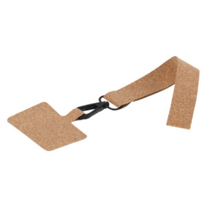 Eco-Friendly Cork Phone Wrist Strap with Black Metal Carabiner