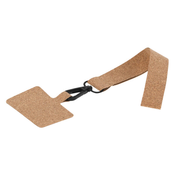 Eco-Friendly Cork Phone Wrist Strap with Black Metal Carabiner
