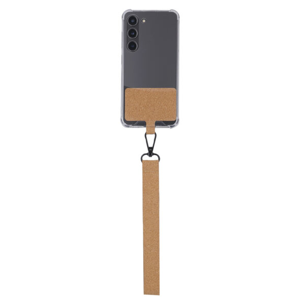 Eco-Friendly Cork Phone Wrist Strap with Black Metal Carabiner - Image 4