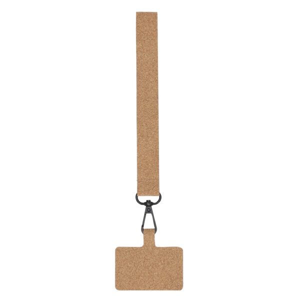 Eco-Friendly Cork Phone Wrist Strap with Black Metal Carabiner - Image 2