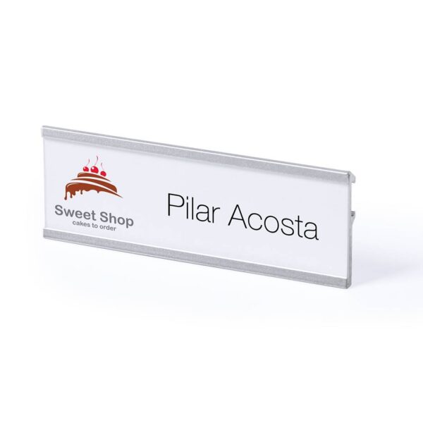 Badges nominatifs en aluminium avec clip et épingle
