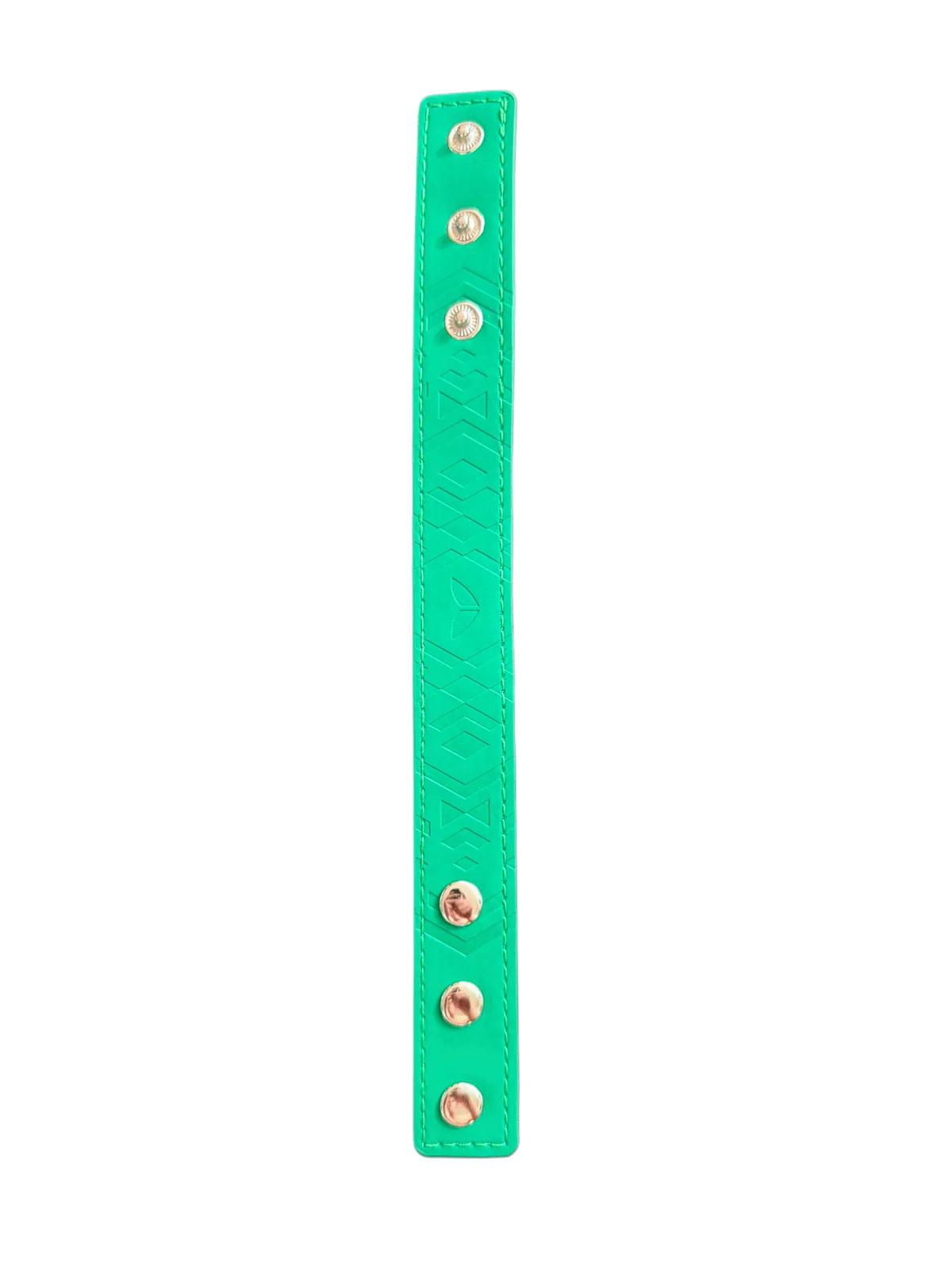 Grønt læderarmbånd med folietrykt logo