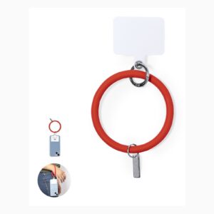 Phone holder wristband with universal patch fit, silicone and cork