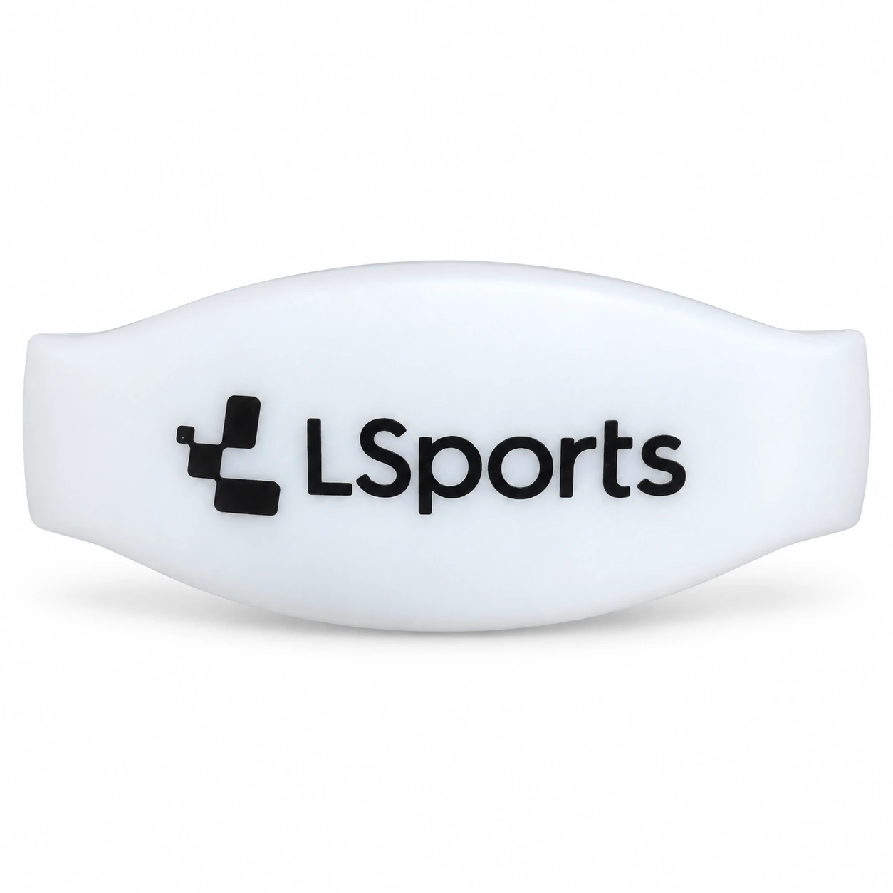Piimvalgele LED randmepaela korpusele on trükitud must LSports-logo