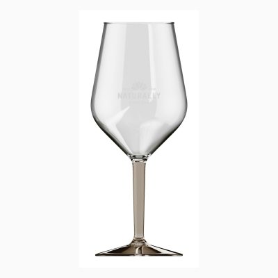 Onbreekbaar, herbruikbaar plastic wijnglas voor evenementen, bedrukt met een logo